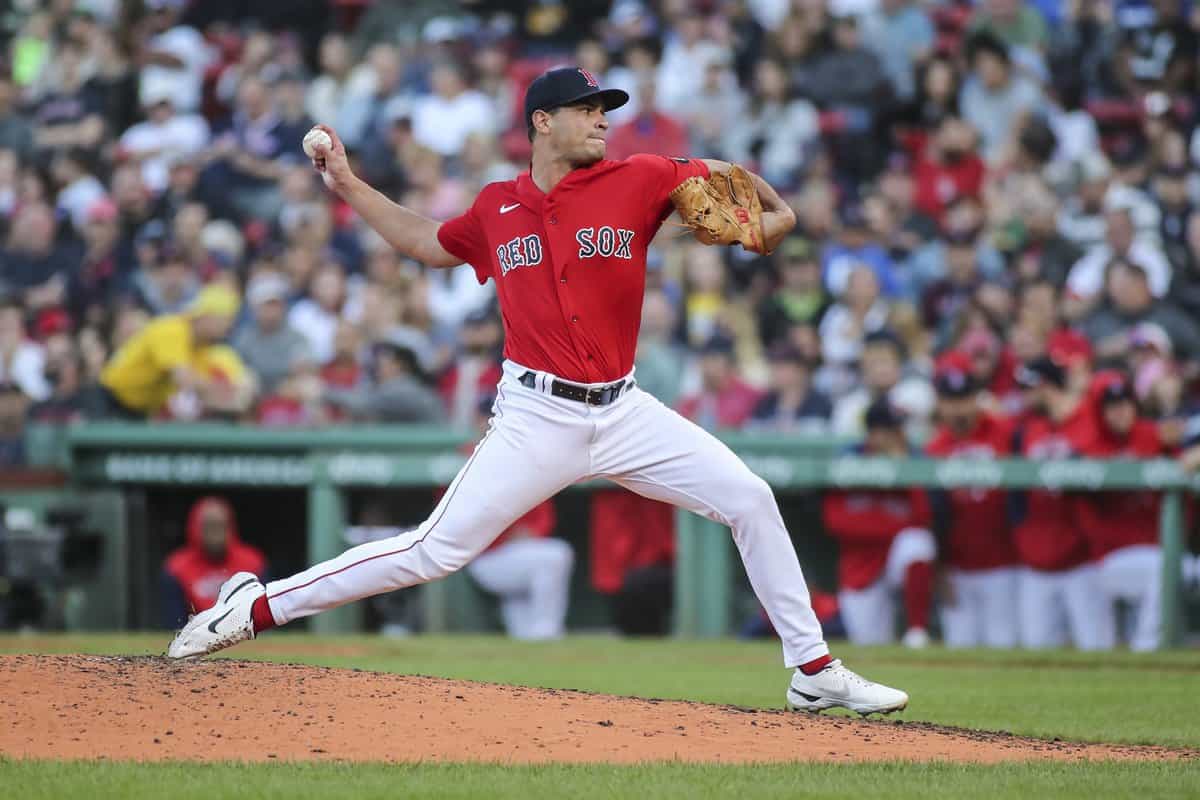 Sep 17, 2022; Boston, Massachusetts, USA; Boston Red Sox relief pitcher Frank German (71) pitches in the sixth inning against the Kansas City Royals at Fenway Park. Mandatory Credit: Wendell Cruz-USA TODAY Sports