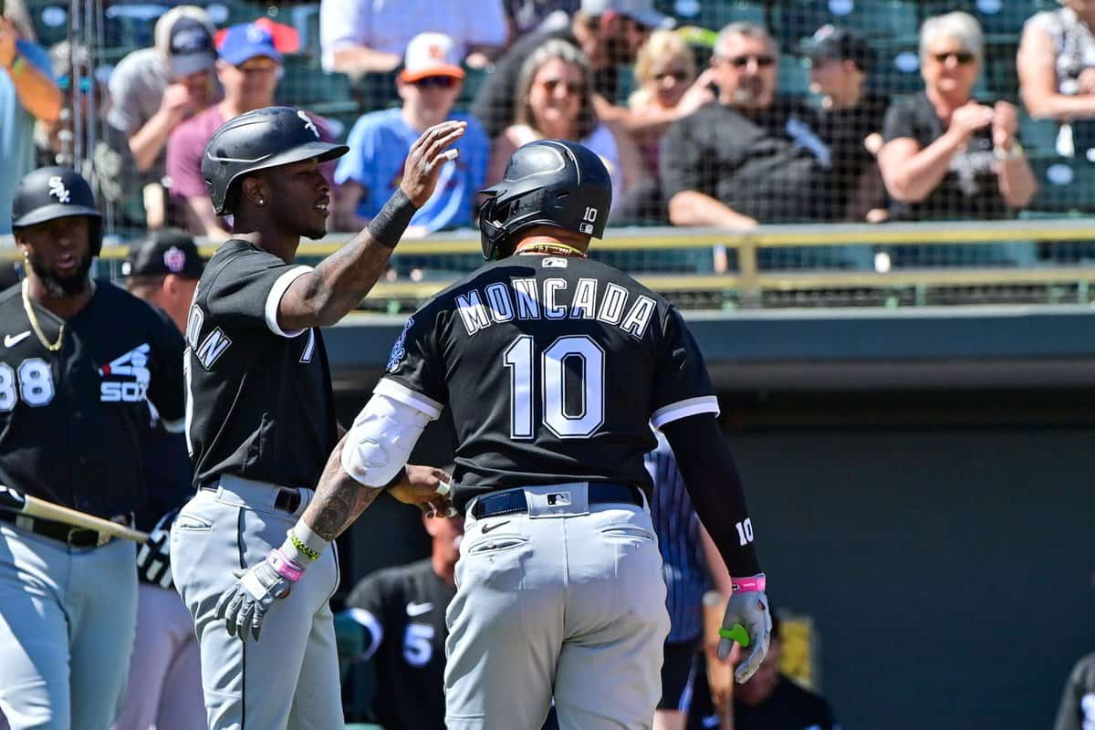 Yoán Moncada, Tim Anderson and Luis Robert Jr. of the White Sox