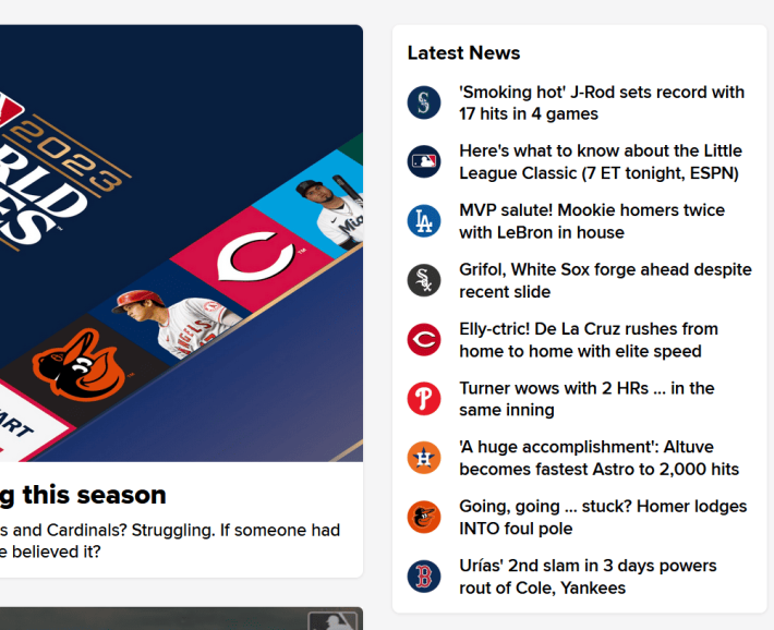 White Sox headline on MLB.com