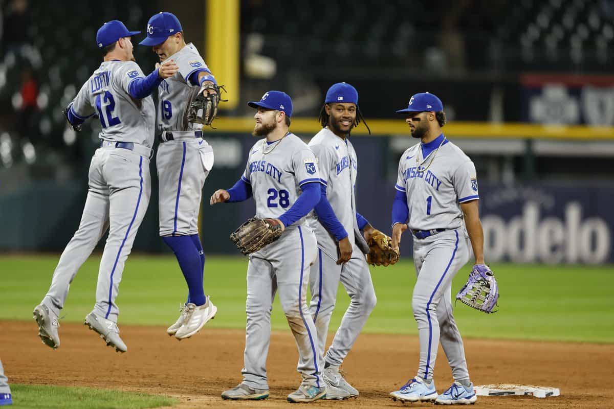 Kansas City Royals celebrate a victory over the White Sox