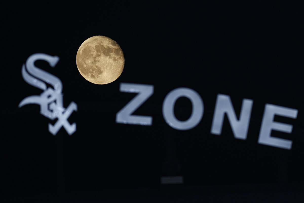 Full moon over Guaranteed Rate Field, White Sox ballpark