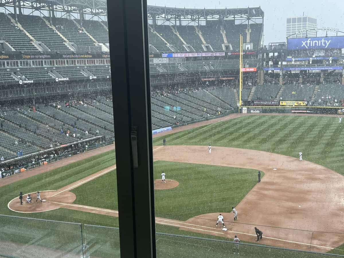 Rain during White Sox game at Guaranteed Rate Field