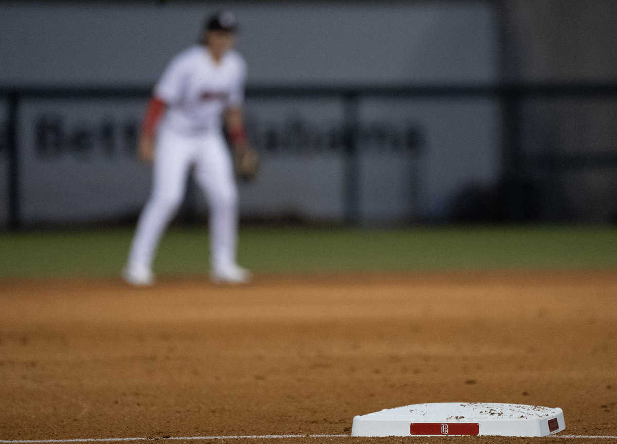 Third base at Regions Field, White Sox prospect Brooks Baldwin in background