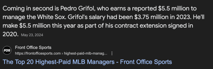 Pedro Grifol salary wrong answer