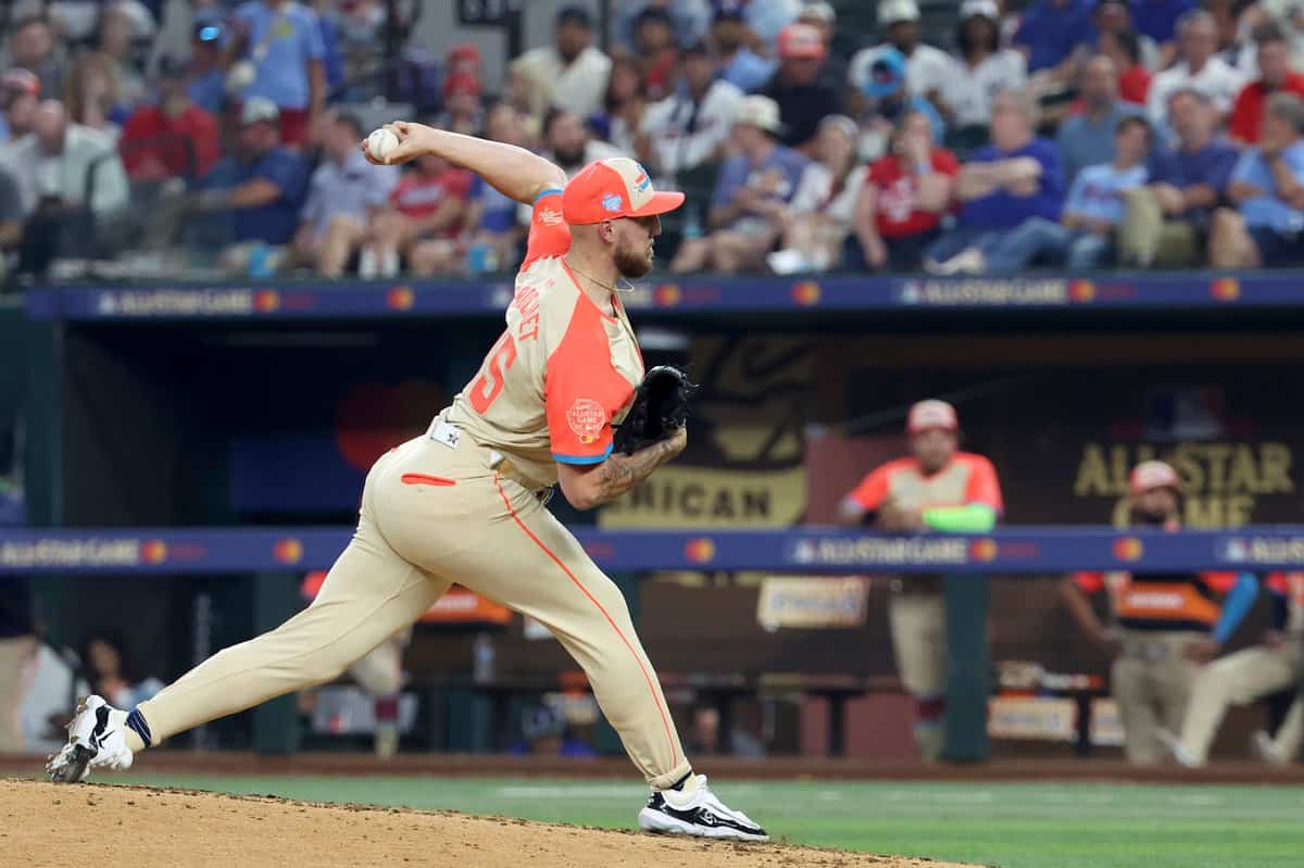 White Sox pitcher Garrett Crochet pitches in the All-Star Game