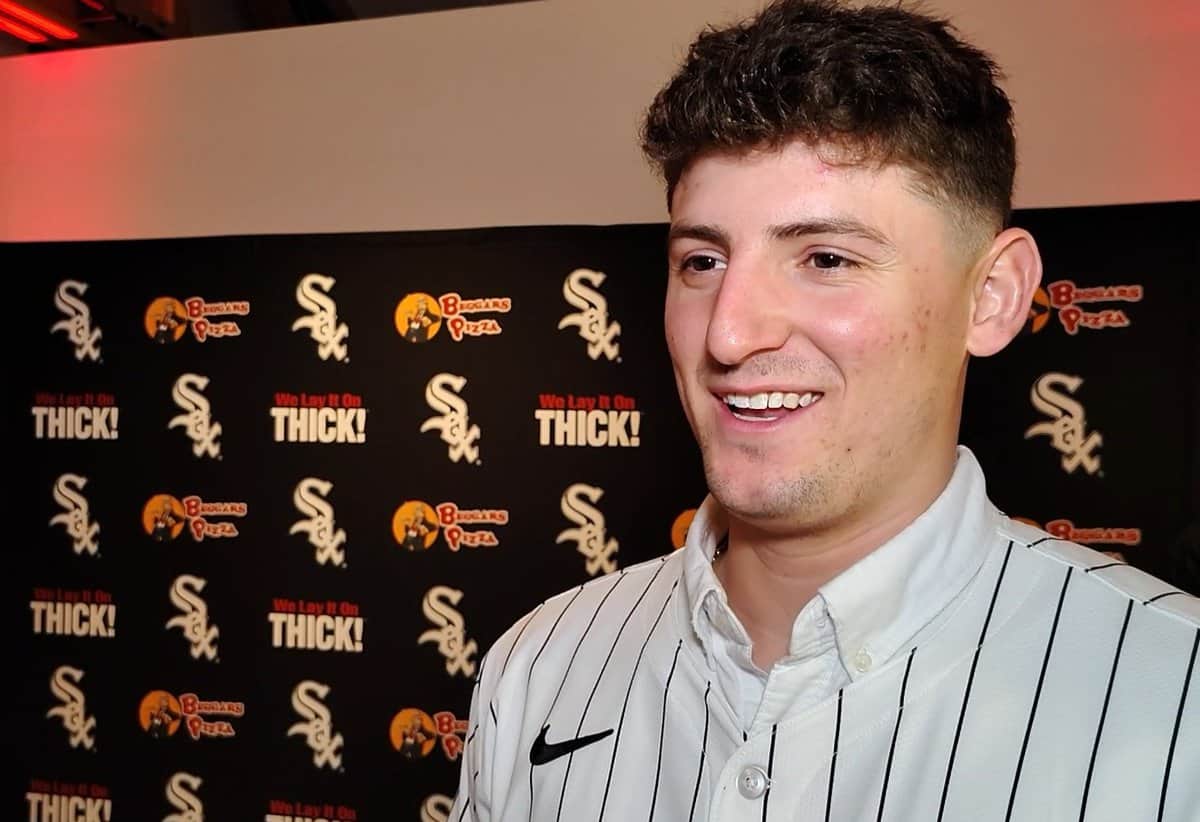 Colson Montgomery speaks during the media session at SoxFest Live in 2025 (Photo by Josh Nelson, Sox Machine)