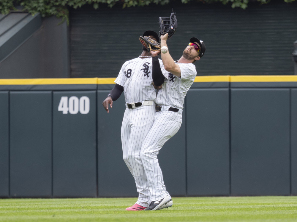 White Sox outfielders Luis Robert Jr. and Austin Slater