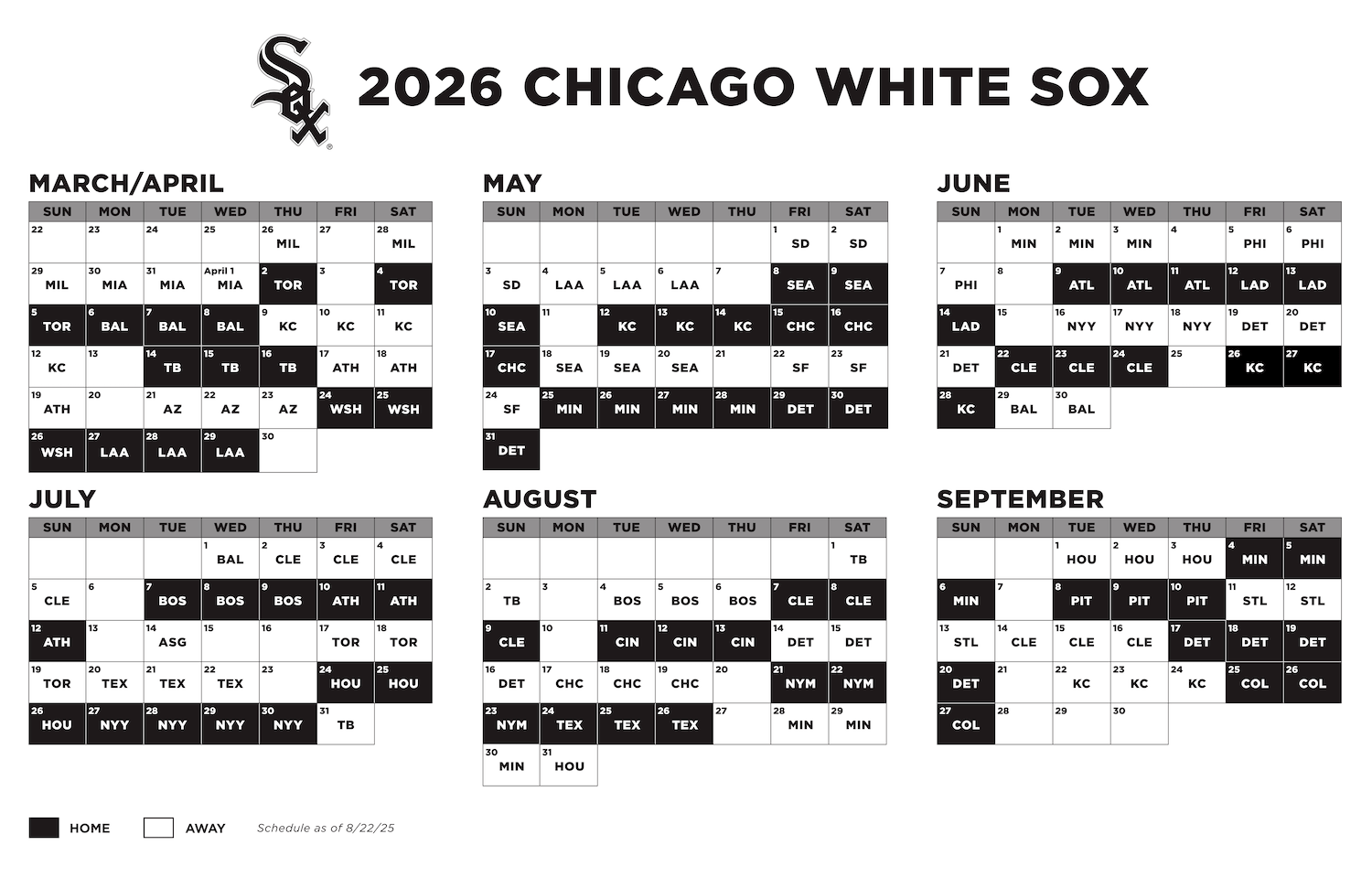 White Sox 2026 schedule