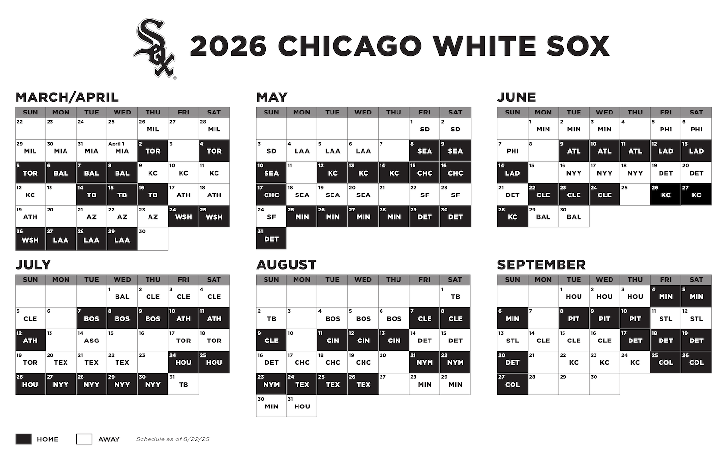 White Sox 2026 schedule