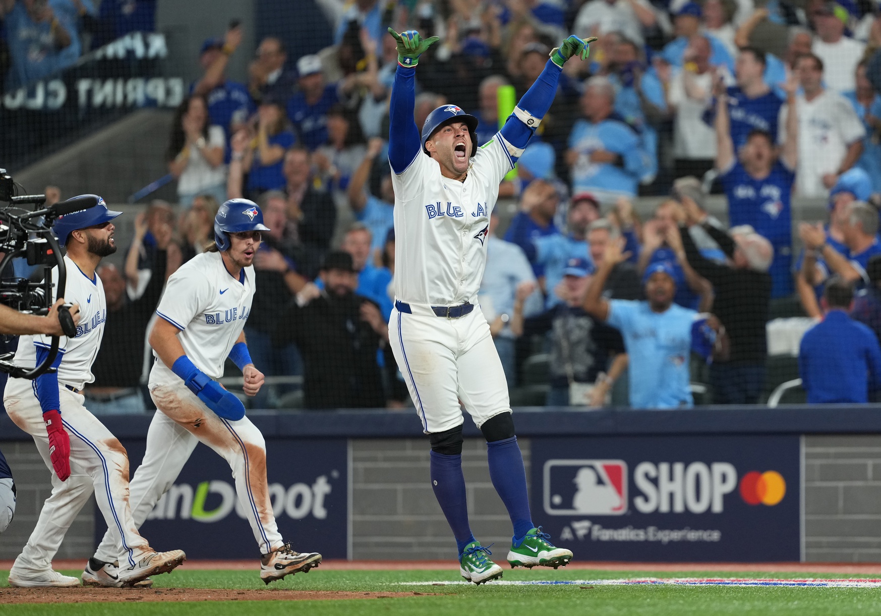 George Springer celebrates his Game 7 homer