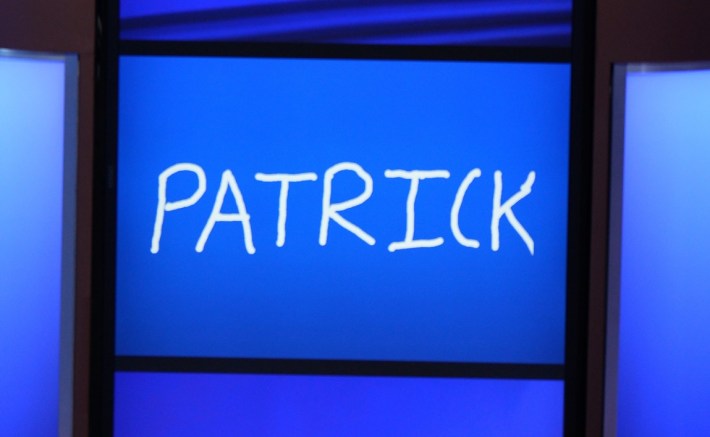 Patrick Nolan's name board on Jeopardy