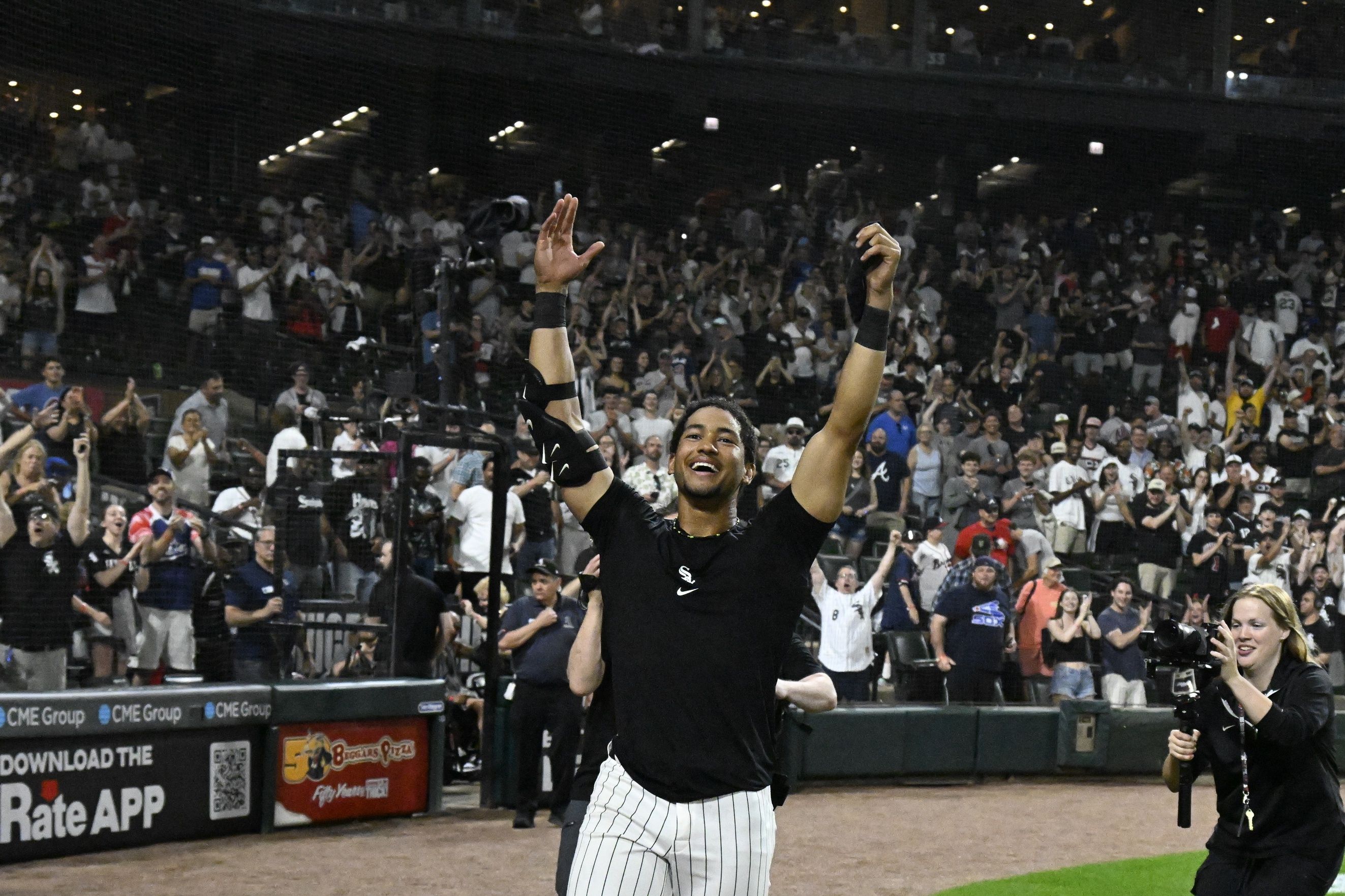 Braden Montgomery celebrates his walk-off homer with White Sox
