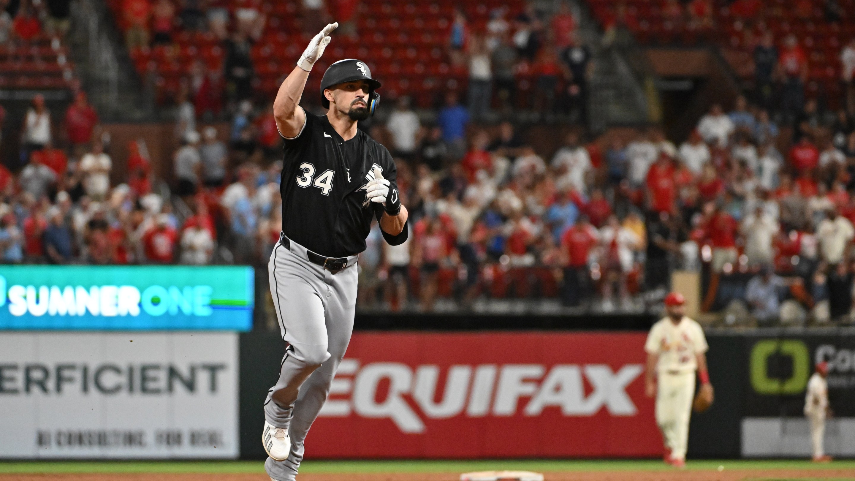 Randal Grichuk after his go-ahead homer for the White Sox against the Cardinals