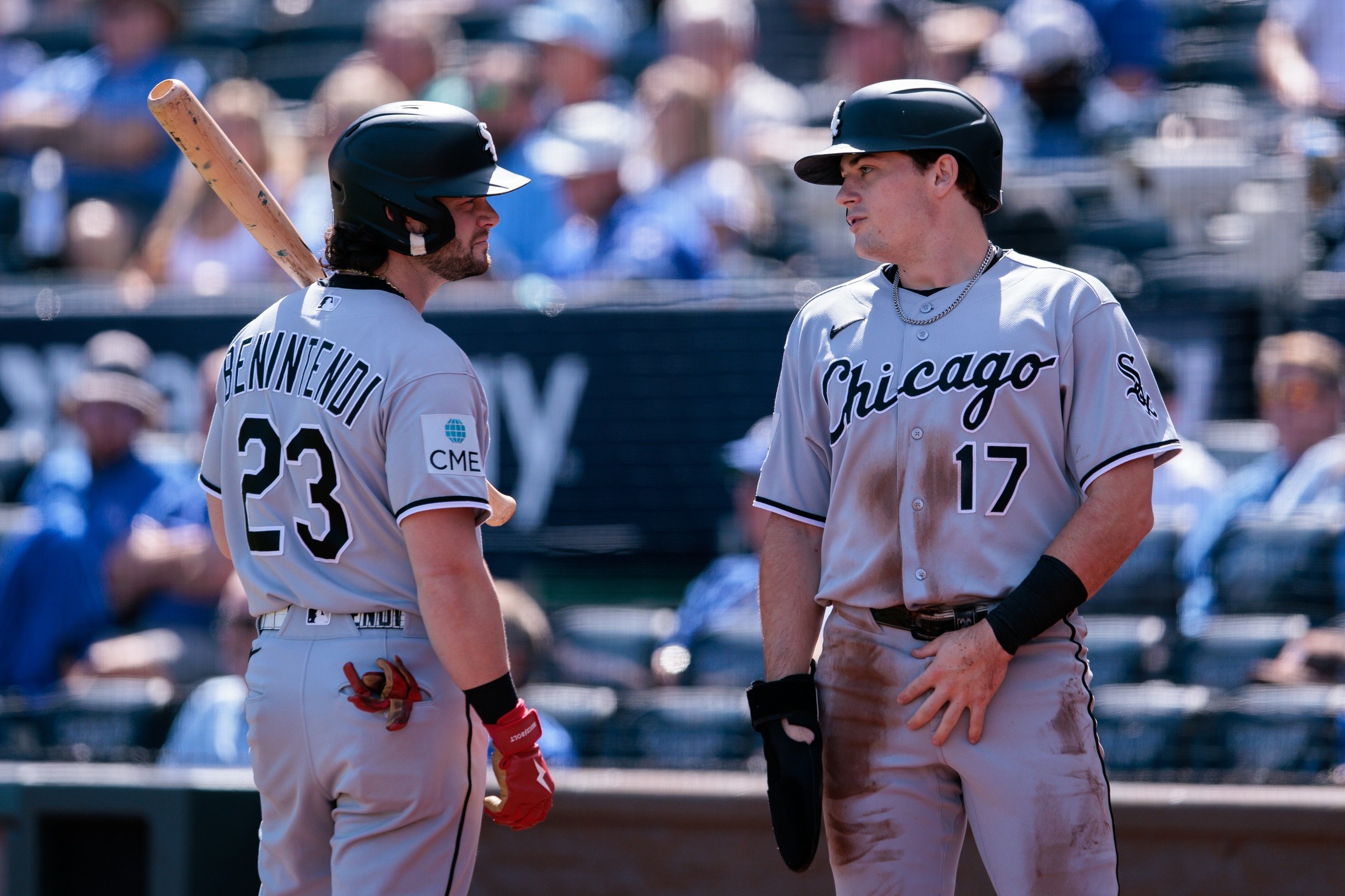 White Sox players Andrew Benintendi and Sam Antonacci